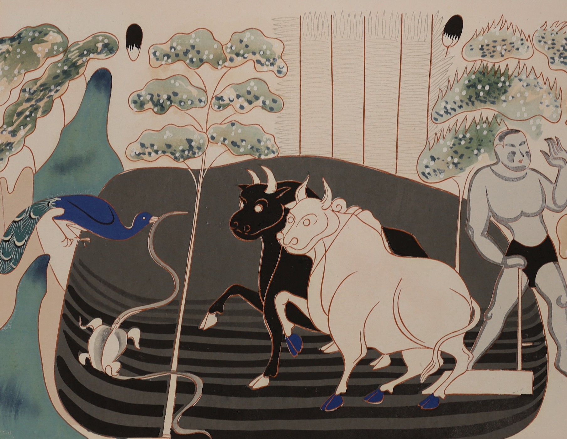 After Rongbaozhai, 20th century Chinese, an album of coloured woodblocks plates, collection of Dunhuang murals, published 1952